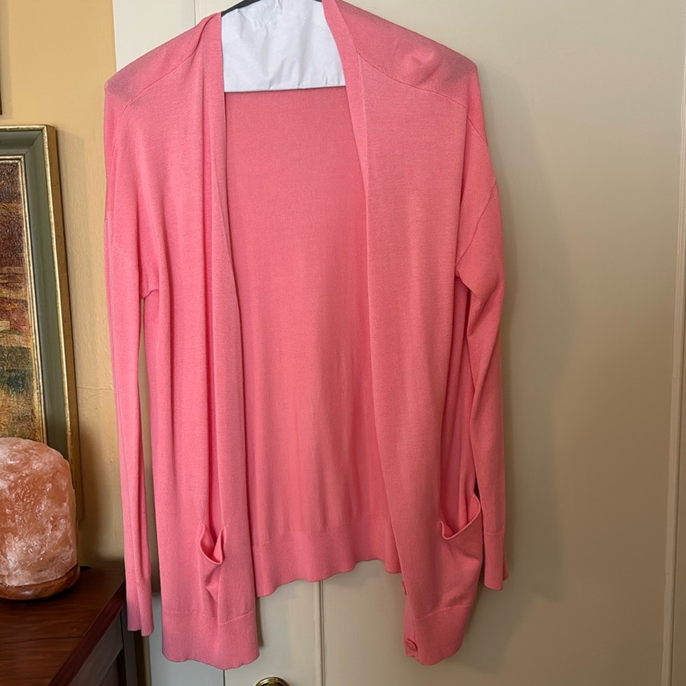 Pink cardigan sweater